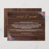 Rustic Burgundy Navy Gold Floral Meet Greet Informatiekaartje (Voorkant / Achterkant)
