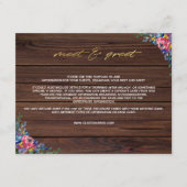 Rustic Burgundy Navy Gold Floral Meet Greet Informatiekaartje (Voorkant)