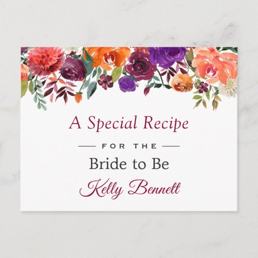 Rustic Burgundy Oranje Floral Vrijgezellenfeest Re Briefkaart (Voorkant)