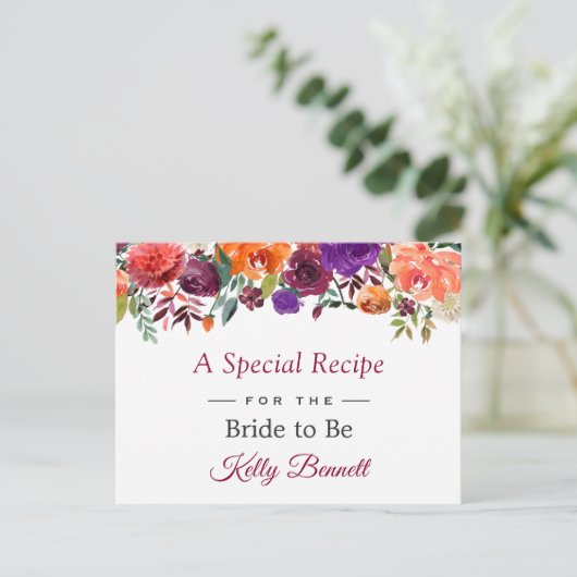 Rustic Burgundy Oranje Floral Vrijgezellenfeest Re Briefkaart (Staand voorkant)