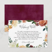 Rustic Burgundy Oranje Floral Wedding Goed Informatiekaartje (Voorkant / Achterkant)