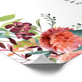 Rustic Burgundy Peach Herfst Floral Wedding Seatin Poster (Hoek)