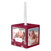 Rustic Burgundy Photo Collage Snow Decoratie (Achter hoekig)