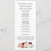 Rustic Burgundy Pink Herfst Floral Wedding Ceremon Programmakaart (Achterkant)