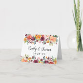 Rustic Burgundy Pink Herfst Floral Wedding Monogra Bedankkaart (Voorkant)