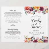 Rustic Burgundy Pink Herfst Floral Wedding Program (Voorkant)