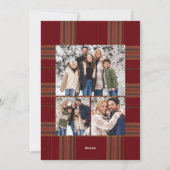 Rustic Burgundy Plaid Greenery Christmas Photo Feestdagenkaart (Achterkant)