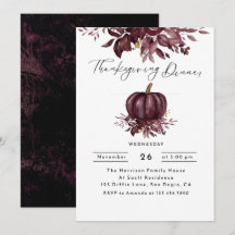 Rustic Burgundy Pompoen Thanksgiving-diner