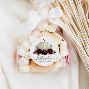 Rustic Burgundy Pumpkin Herfst in Love Favor Stick Ronde Sticker