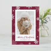 Rustic Burgundy Red Burlap - kerstkaarten Feestdagenkaart (Staand voorkant)
