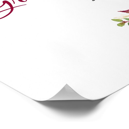 Rustic Burgundy Red Floral Gradual Party Sign Poster (Hoek)