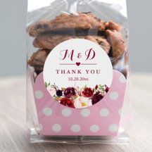 Rustic Burgundy Red Floral Monogram Wedding Favor