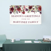 Rustic Burgundy Red Floral Season's groeten Spandoek (Beurs)