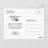 Rustic Burgundy Red Floral Weduwfoto Hartelijk dan Briefkaart (Achterkant)