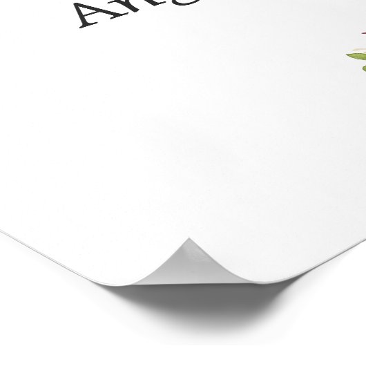 Rustic Burgundy Red Floral Welkom bruiloft Poster (Hoek)