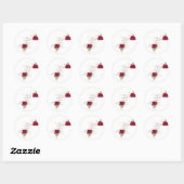 Rustic Burgundy Red Rose Floral Wedding Ronde Sticker (Vel)