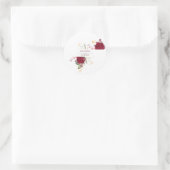 Rustic Burgundy Red Rose Floral Wedding Ronde Sticker (Tas)