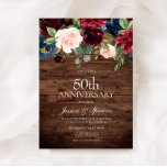 Rustic Burgundy Red Wine 50th Wedding Jubileum Kaart<br><div class="desc">Rustic Burgundy Red Wine 50th Wedding Jubileum Invite Zie passend collectie in Niche en Nest Store We hebben ook veel andere uitnodigingen en collecties.</div>