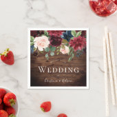 Rustic Burgundy Red Wine Flowers Weddenschap Servet (Insitu)