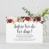 Rustic Burgundy Rehearsal Wedding Dinner Invite Kaart (Staand voorkant)