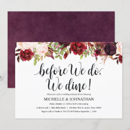 Rustic Burgundy Rehearsal Wedding Dinner Invite Kaart