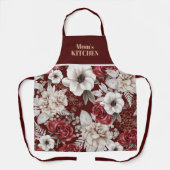 Rustic Burgundy Roos Floral Pattern Schort (Voorkant)