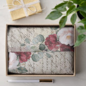  Rustic Burgundy Roos - Oude briefontkoppeling  Tissuepapier (Geschenk)