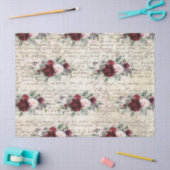  Rustic Burgundy Roos - Oude briefontkoppeling  Tissuepapier (Craft)