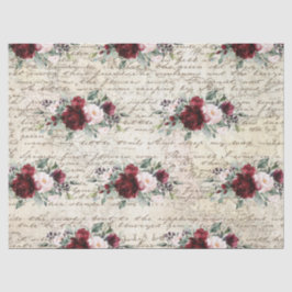  Rustic Burgundy Roos - Oude briefontkoppeling  Tissuepapier