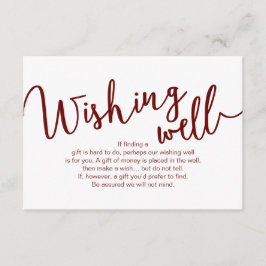 Rustic Burgundy script, Wedding Wishing Well Informatiekaartje