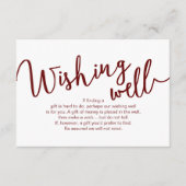 Rustic Burgundy script, Wedding Wishing Well Informatiekaartje (Voorkant)