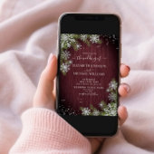 Rustic Burgundy Silver Winter Wood Foto bruiloft Kaart