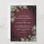 Rustic Burgundy Silver Winter Wood Pset Wedding Kaart (Voorkant)