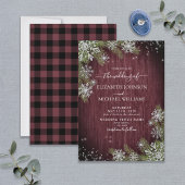 Rustic Burgundy Silver Winter Wood Pset Wedding Kaart
