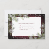 Rustic Burgundy Silver Winter Wood Weddenschap RSV RSVP Kaartje (Achterkant)