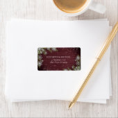 Rustic Burgundy Snowflake Pine Winter Adres Etiket (Insitu)