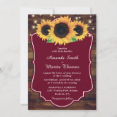 Rustic Burgundy Sunflower Greenery Wedding Kaart (Voorkant)