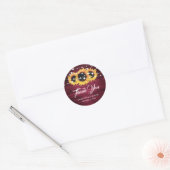 Rustic Burgundy Sunflower Hartelijk dank voor het  Ronde Sticker (Envelop)
