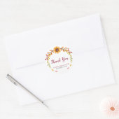 Rustic Burgundy Sunflower Vrijgezellenfeest Hartel Ronde Sticker (Envelop)