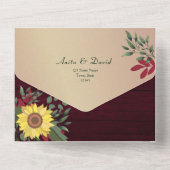 Rustic Burgundy Sunflower Wedding All In One Uitnodiging (Achterkant)