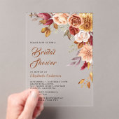 Rustic Burgundy Terracotta Floral Bridal Shower Acryl Uitnodigingen (Insitu (Draagbaar))
