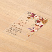 Rustic Burgundy Terracotta Floral Bridal Shower Acryl Uitnodigingen (Laagn)
