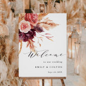 Rustic Burgundy Terracotta Floral Wedding Welkom Poster
