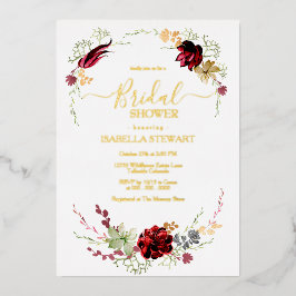 Rustic Burgundy Waterverf Chic Boho Vrijgezellenfe Folie Uitnodiging