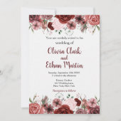 Rustic Burgundy Waterverf Floral Kaart (Voorkant)