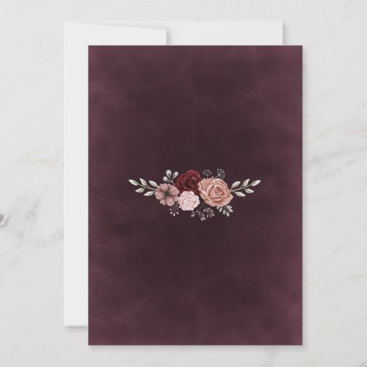 Rustic Burgundy Waterverf Floral Kaart (Achterkant)