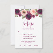 Rustic Burgundy Waterverf Floral RSVP Kaartje (Voorkant)