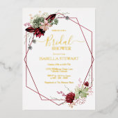 Rustic Burgundy Waterverf Flowers Vrijgezellenfees Folie Uitnodiging (Voorkant)