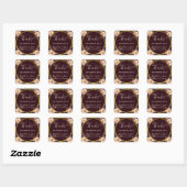 Rustic Burgundy Wedding Dank je wel Vierkante Sticker (Vel)