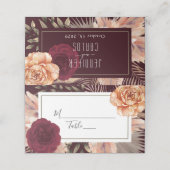 Rustic Burgundy Wedding Place Card Plaatskaartje (Buitenkant ongevouwen)